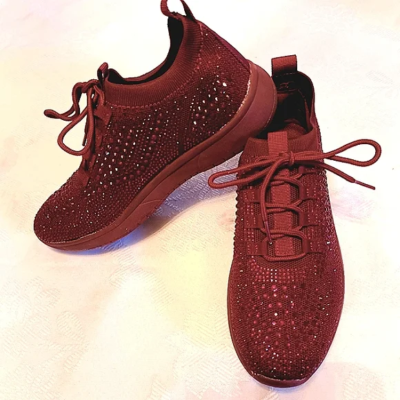 Blondo Kanon Rhinestones Sneakers Casual Upscale Athletic Shoes Size 7.5 Maroon - Picture 14 of 17
